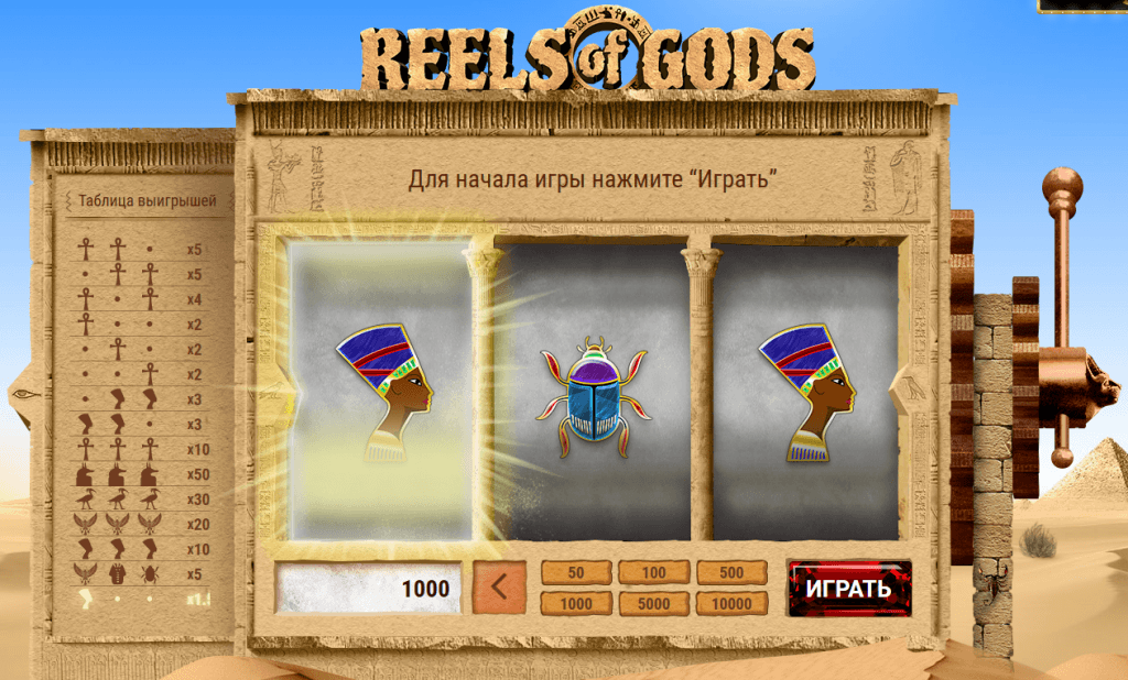 Игровой барабан в Reels of Gods от 1xbet